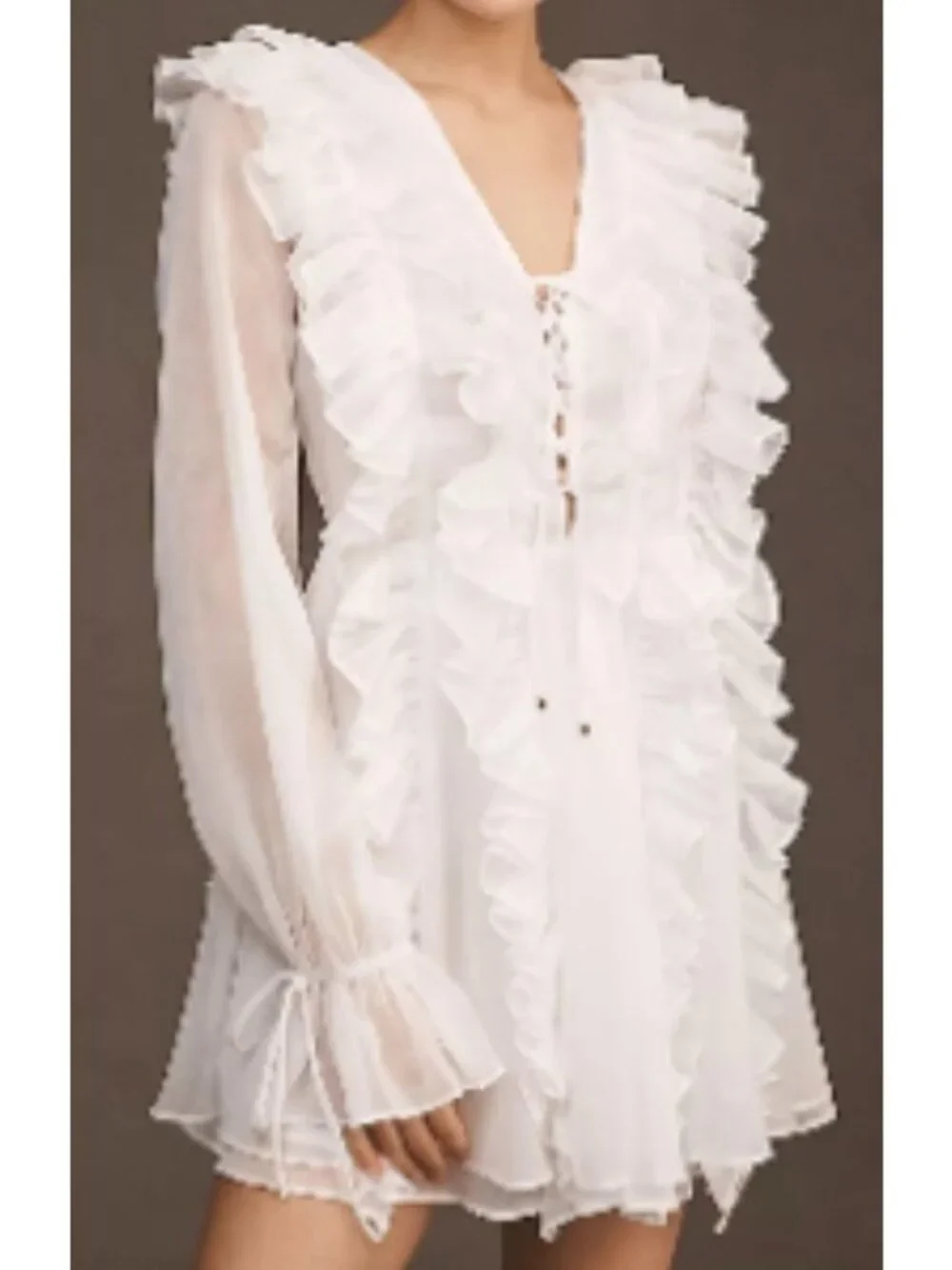 Endless Rose Long-Sleeve Chiffon Ruffle Mini Dress Size Large New With Tags